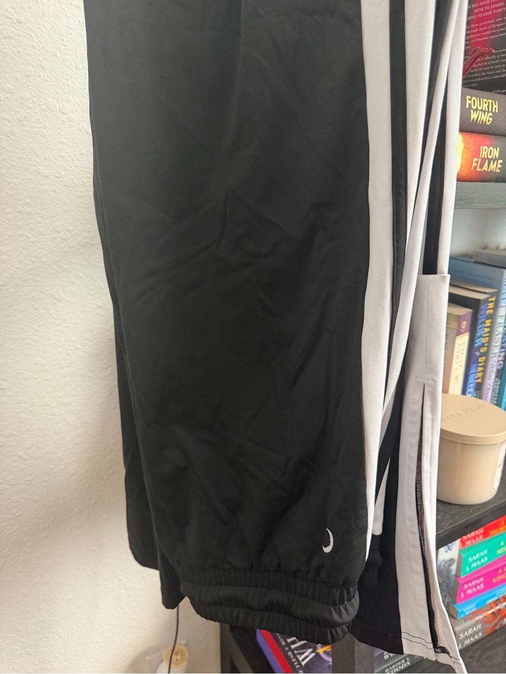 Black Zyia Track Pants with White Side Stripe